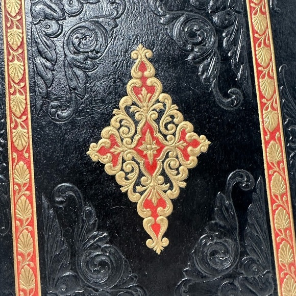 Vintage Leather Bound Unused Scrapbook Black Red Gold - Picture 2 of 7